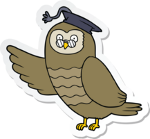 autocollant d'un diplômé de hibou de dessin animé png