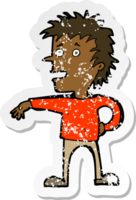 retro distressed sticker of a cartoon man making dismissive gesture png