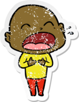 distressed sticker of a cartoon shouting bald man png