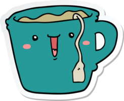 sticker of a cute cartoon coffee cup png