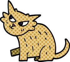 dessin animé doodle chat sournois png