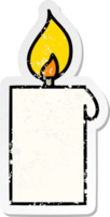 distressed sticker of a cute cartoon lit candle png