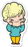 sticker of a cartoon happy woman png