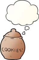 cartoon cookie jar with thought bubble in smooth gradient style png