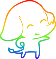 arco iris degradado línea dibujo de un linda dibujos animados elefante png