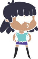 flat color style cartoon whistling girl png