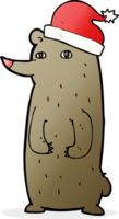 cartoon bear wearing a christmas hat png