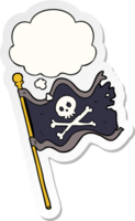 dessin animé pirate drapeau avec pensée bulle comme une imprimé autocollant png