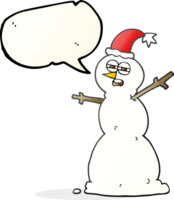 main tiré discours bulle dessin animé malheureux bonhomme de neige png