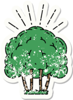 worn old sticker of a tattoo style tree png