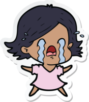 sticker of a cartoon woman crying png