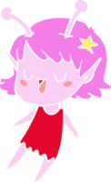 happy alien girl flat color style cartoon png