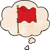 dessin animé drapeau avec pensée bulle dans grunge texture style png