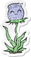 distressed sticker of a cartoon thistle png