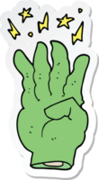 pegatina de una mano mágica espeluznante de dibujos animados png