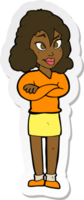 sticker of a cartoon woman with crossed arms png