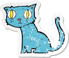 retro distressed sticker of a cartoon cat png