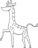 hand- getrokken zwart en wit tekenfilm giraffe png