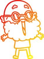 warm gradient line drawing of a cartoon joyful man with beard png