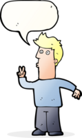 cartoon man signalling with hand with speech bubble png