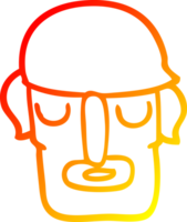 warm gradient line drawing of a cartoon male face png