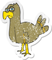 retro noodlijdende sticker van een tekenfilmvogel png