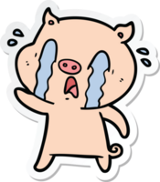 sticker of a crying pig cartoon png