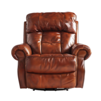 brown leather recliner chair on transparent background png