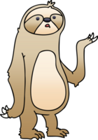 gradient shaded quirky cartoon sloth png