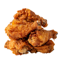 A stack of fried chicken pieces on a transparent background. Concept of indulgence and satisfaction png