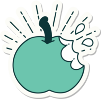 sticker of a tattoo style bitten apple png