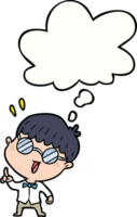 cartoon clever boy with thought bubble png