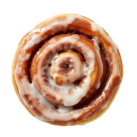 top view of cinnamon roll on transparent background png