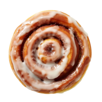 top view of cinnamon roll on transparent background png