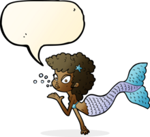 cartoon mermaid blowing kiss with speech bubble png