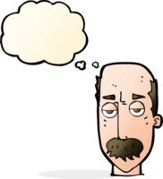 cartoon bored old man with thought bubble png