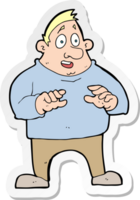 sticker van een cartoon opgewonden man met overgewicht png