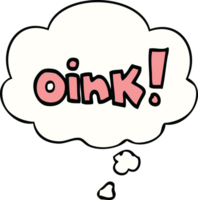 cartoon word oink with thought bubble png