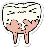sticker of a cartoon bad tooth png