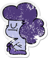 hand drawn distressed sticker cartoon of a kawaii alien girl png