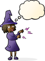 cartoon witch casting spell with thought bubble png