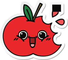 pegatina de una linda manzana roja de dibujos animados png