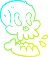 cold gradient line drawing of a cartoon skull png