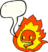 hand drawn comic book speech bubble cartoon burning skull png