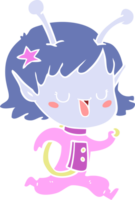 happy alien girl flat color style cartoon png