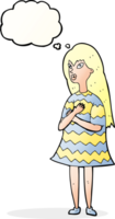 cartoon surprised girl with thought bubble png