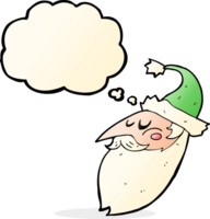 Cartoon Santa Gesicht mit Gedankenblase png