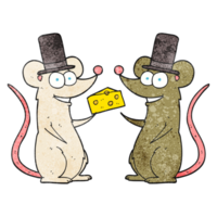 hand drawn texture cartoon mice with cheese png