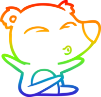 Regenbogen Gradient Linie Zeichnung von ein Karikatur Pfeifen Bär png