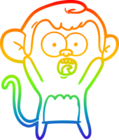 rainbow gradient line drawing of a cartoon shocked monkey png